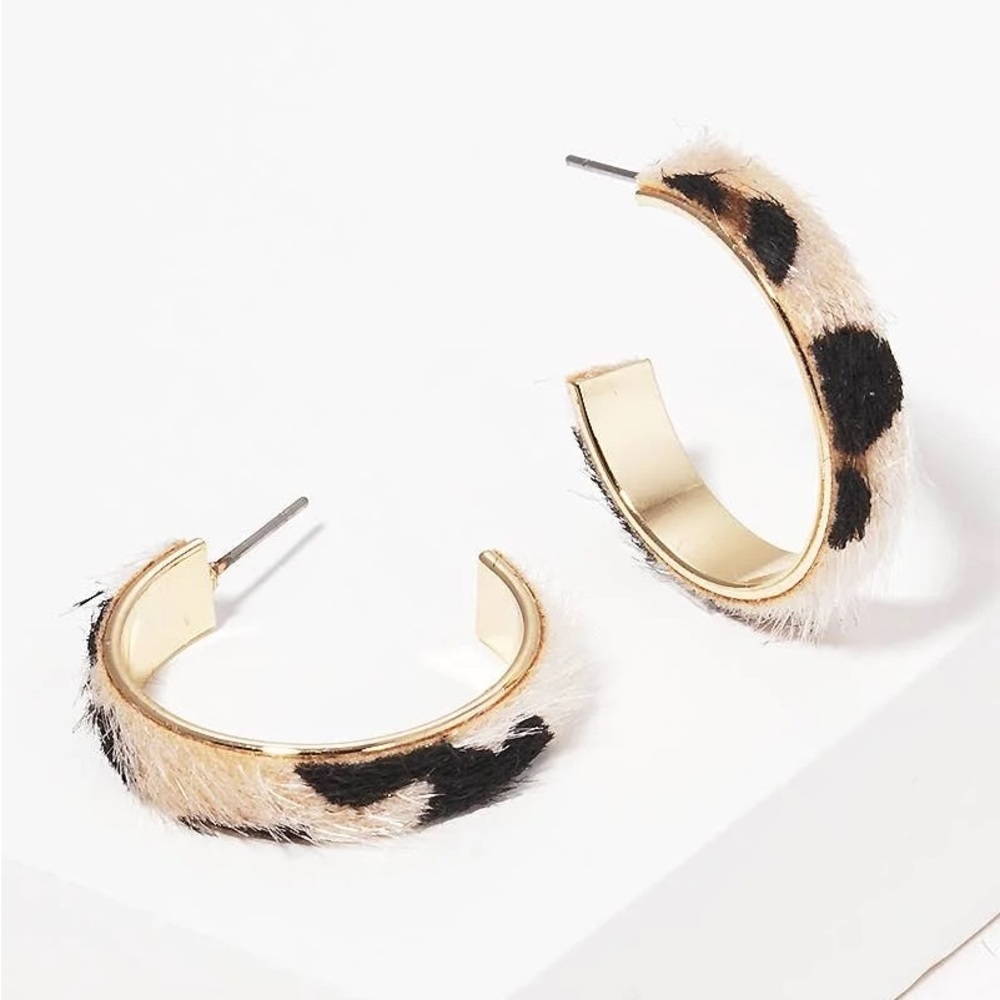Leopard Faux Fur Hoop Earrings